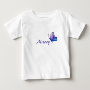Pour Bébé Chemise T-Shirt personnalisée Papillon Bleu