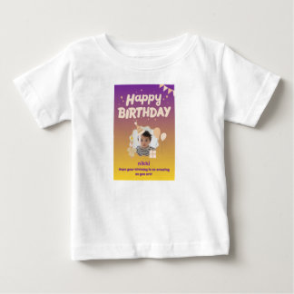 Pour Bébé Chemise T-shirt violet et jaune Joyeux Anniversair