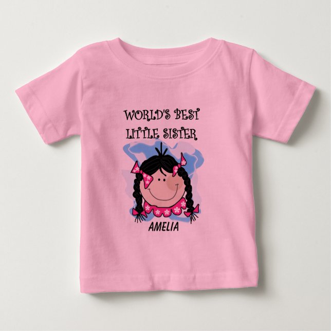 Pour Bébé Cheveux noirs personnalisés Meilleur T-shirt Littl (Devant)
