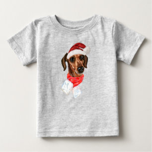 Pour Bébé Chien de Dachshund avec T-shirt de Noël Père Noël