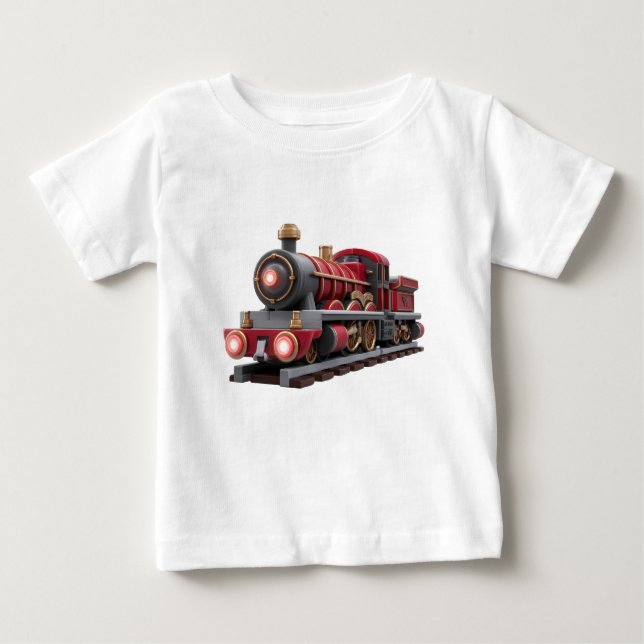 Pour Bébé Classic Red Steam Train – Adventure Kids T-Shirt  (Devant)