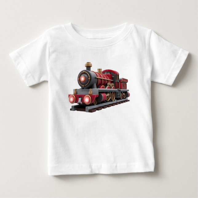 Pour Bébé Classic Red Steam Train – Adventure Kids T-Shirt  (Devant)