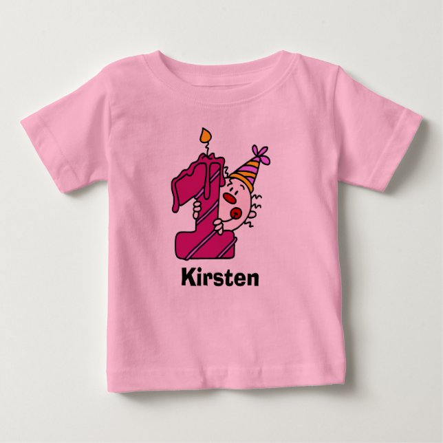 Pour Bébé Clown rose Clown Premier T-shirt d'anniversaire (Devant)