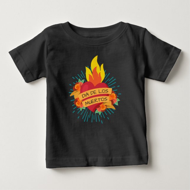 Pour Bébé Coeur flamboyant Dia de los Muertos | T-shirt (Devant)