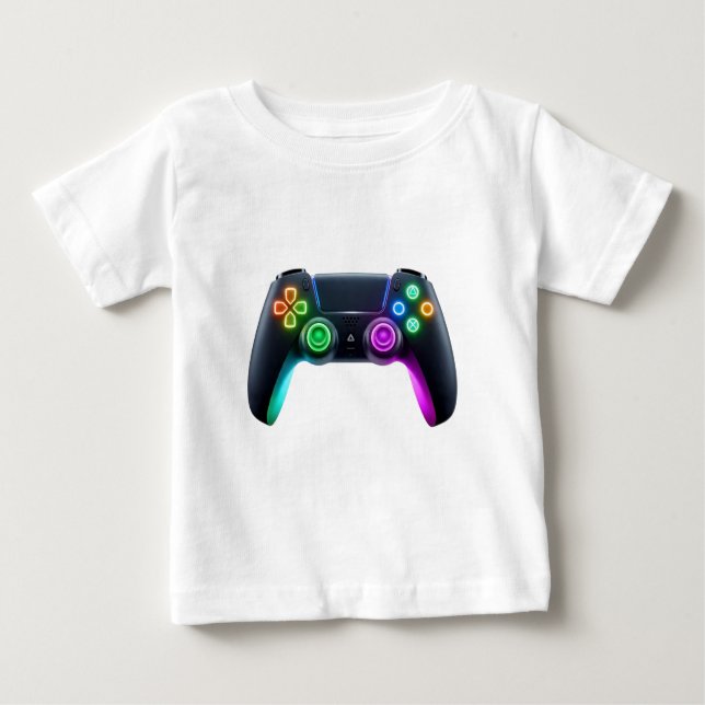 Pour Bébé Contrôleur de jeu Futuriste Neon Logo T-Shirt (Devant)