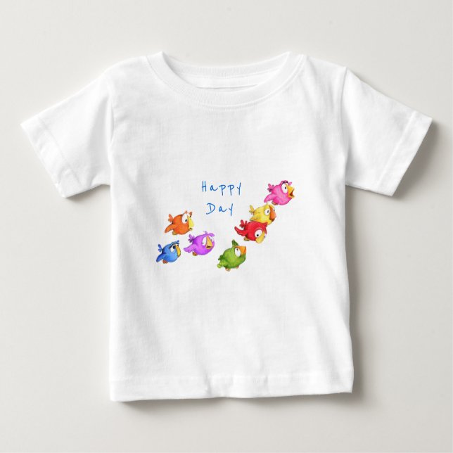 Pour Bébé Couleur Flying Sparrows Baby T-Shirt Texte personn (Devant)