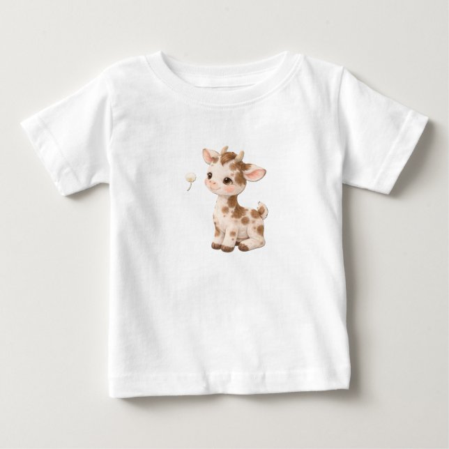 Pour Bébé Cow Baby T-Shirt – Cute Spotted & Striped Babies N (Devant)