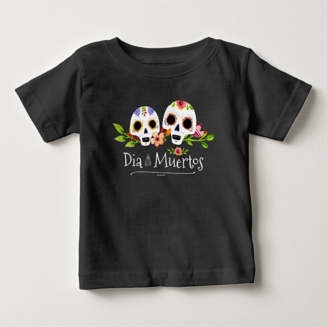 Pour Bébé Crânes à sucre florales Dia de Muertos | T-shirt (Devant)