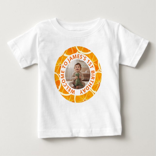 Pour Bébé Custom First Birthday T-Shirt with Photo (Devant)