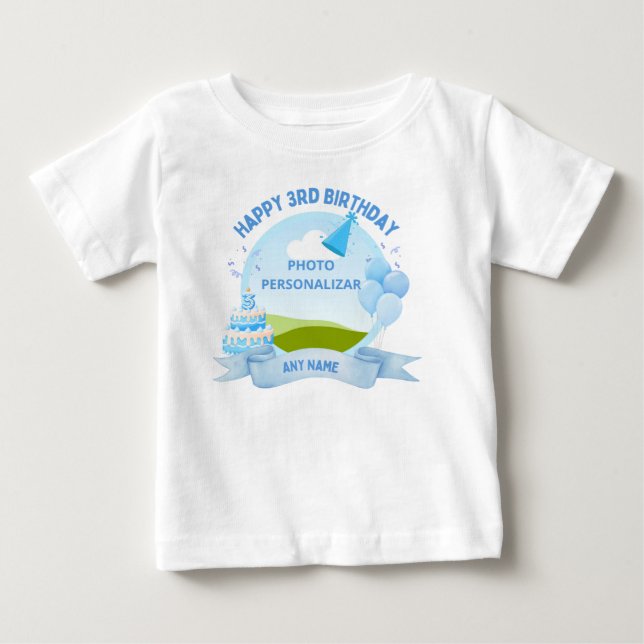 Pour Bébé "Custom Happy Birthday Kids T-Shirt – Personalized (Devant)