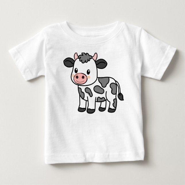 Pour Bébé Cute Baby T-Shirt with Adorable Cow Illustration (Devant)
