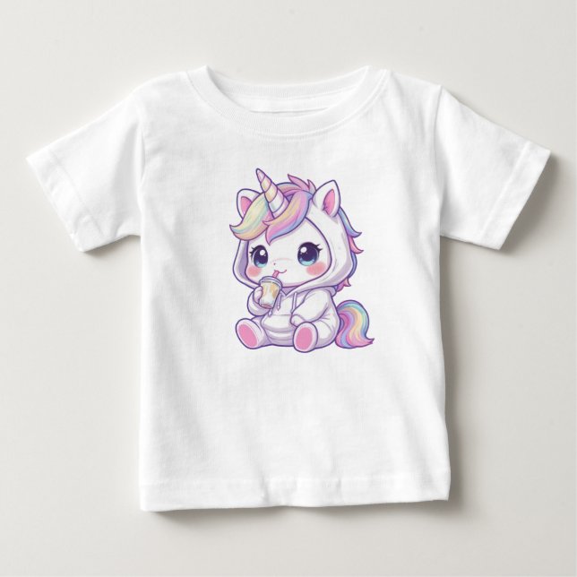 Pour Bébé Cute chibi unicorn t-shirt (Devant)