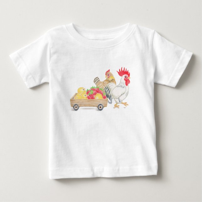 Pour Bébé Cute Chicken Family Baby T-Shirt (Devant)
