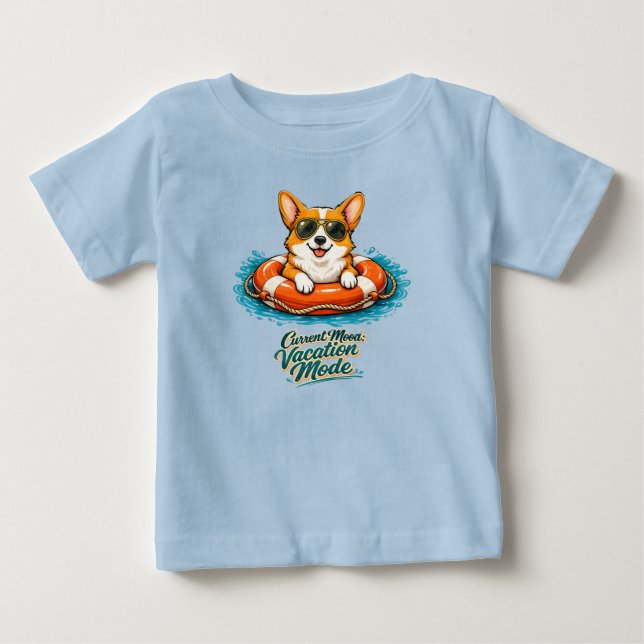 Pour Bébé Cute Corgi Summer Vacation Mode T-Shirt (Devant)