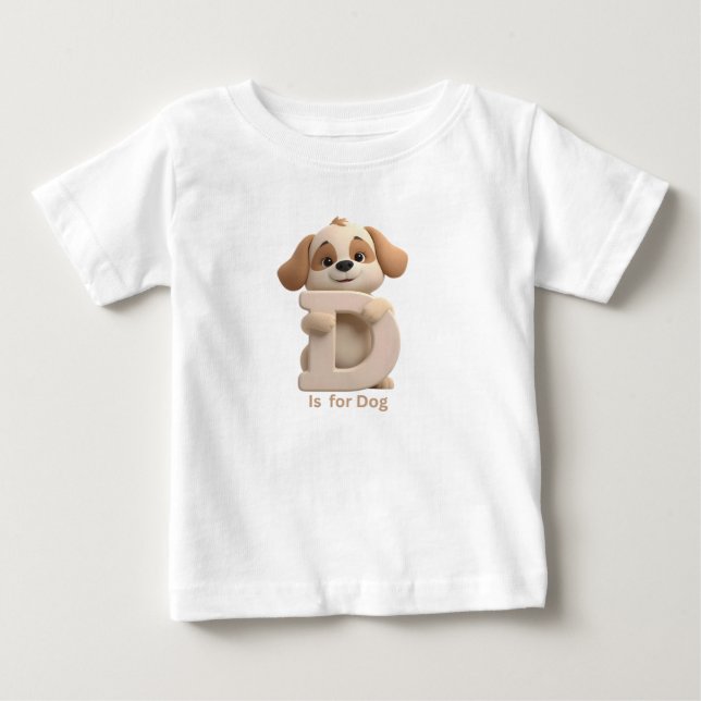 Pour Bébé Cute Dog Letter D Kids T-Shirt | Animal Alphabet S (Devant)