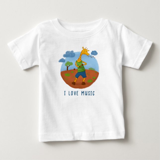 Pour Bébé Cute Happy Giraffe Cartoon Personalized T-Shirt (Devant)