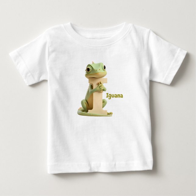 Pour Bébé Cute Iguana Letter I Kids T-Shirt | Animal Alphabe (Devant)