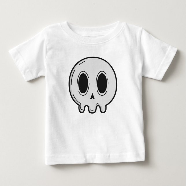 Pour Bébé Cute Kawaii Skull Graphic Baby T-Shirt Minimalist  (Devant)