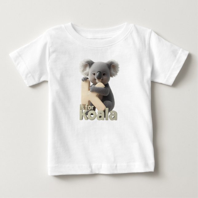 Pour Bébé Cute Koala Letter K Kids T-Shirt | Animal Alphabet (Devant)