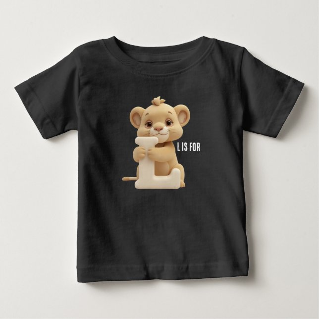 Pour Bébé Cute Lion Letter L Kids T-Shirt | Animal Alphabet  (Devant)