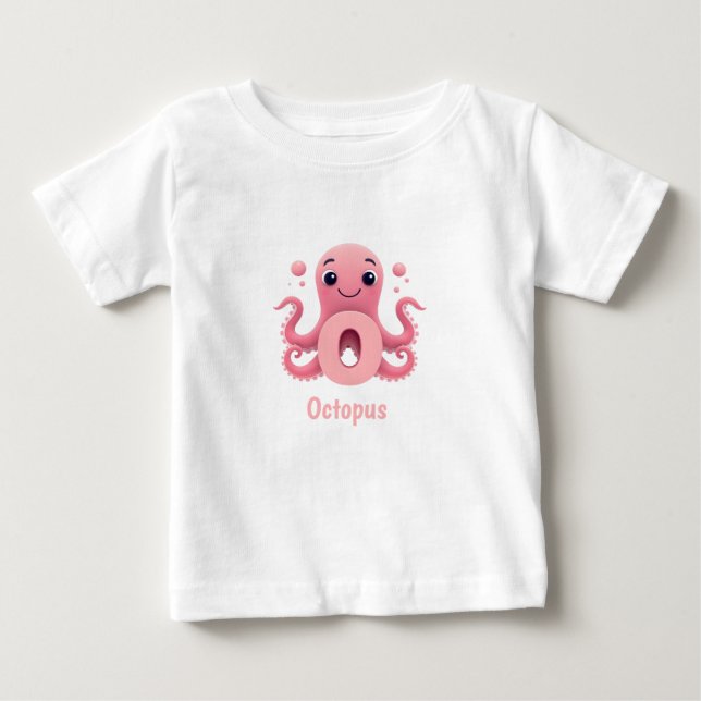 Pour Bébé Cute Octopus Kids T-Shirt | O is for Octopus Alpha (Devant)