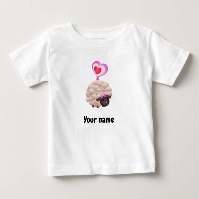 Pour Bébé Cute Sheep Baby T-Shirt – Add Name (Devant)