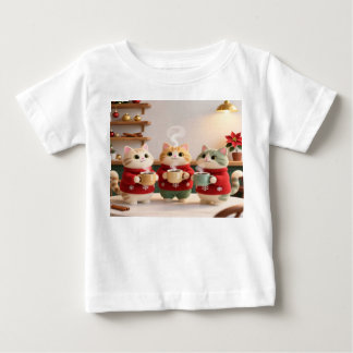 Pour Bébé Cute Three Cats Baby Jersey T-Shirt