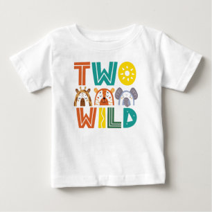 Pour Bébé Deux T-shirt animal sauvage deuxième anniversaire