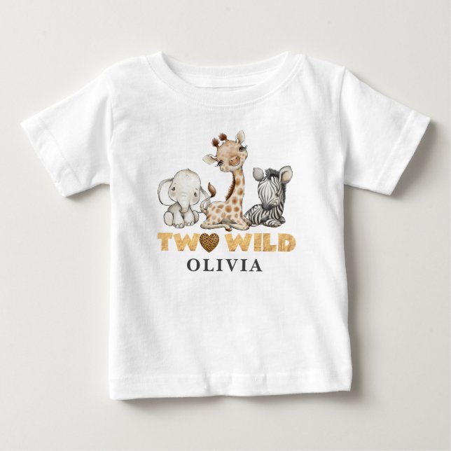 Pour Bébé Deux Wild 2e Anniversaire Jungle Baby Girl T-shirt (Devant)