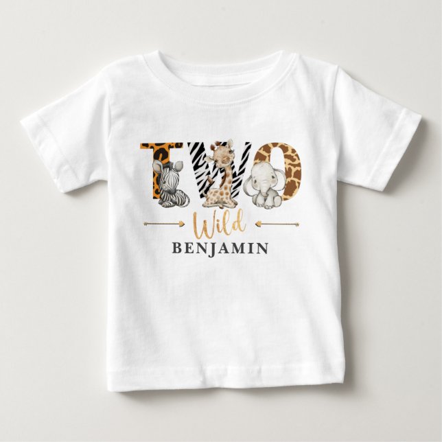 Pour Bébé Deux Wild 2e Anniversaire Jungle Baby T-shirt (Devant)