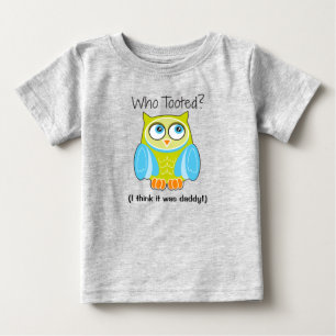 Pour Bébé Drôle Chouette Bleue "Qui a pris ?" T-shirt enfant