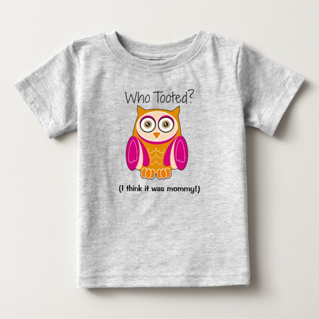 Pour Bébé Drôle Chouette rose "Qui A Pris ?" T-shirt enfant (Devant)