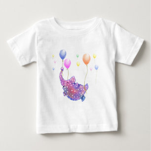 Pour Bébé Elephant Voler avec Ballons Funny Baby T-Shirt