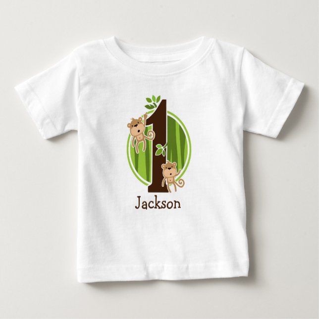 Pour Bébé ęr La jungle d'anniversaire Monkeys le T-shirt (Devant)