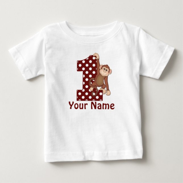 Pour Bébé ęr T-shirt de singe d'anniversaire (Devant)