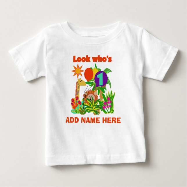 Pour Bébé Ęr T-shirt personnalisé d'anniversaire de safari (Devant)