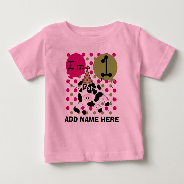 Pour Bébé Ęr T-shirt personnalisé d'anniversaire de vache (Devant)