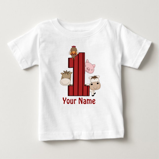 Pour Bébé ęr T-shirt personnalisé par ferme d'anniversaire (Devant)
