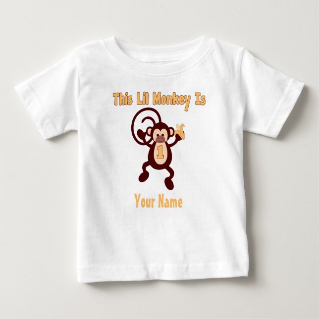 Pour Bébé ęr T-shirt personnalisé par singe d'anniversaire (Devant)