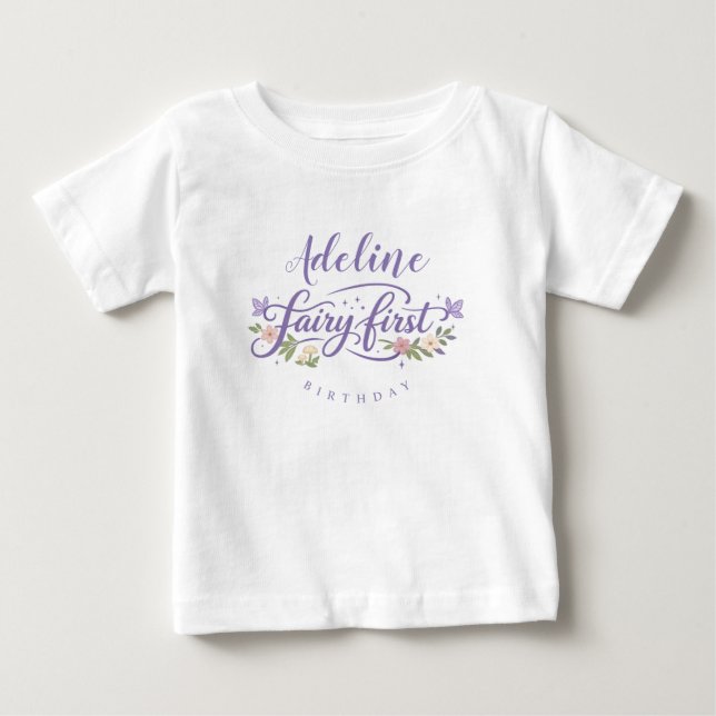 Pour Bébé Fairy First Birthday Girl Baby T-Shirt (Devant)