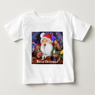 Pour Bébé Fantaisie Noël T-shirt Père Noël avec rennes