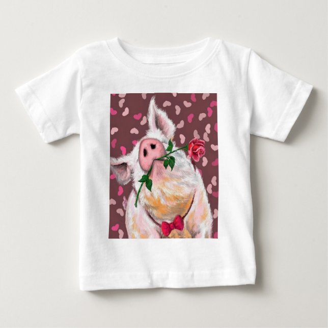 Pour Bébé Fantaisie T-shirt cochon avec Rose (Devant)
