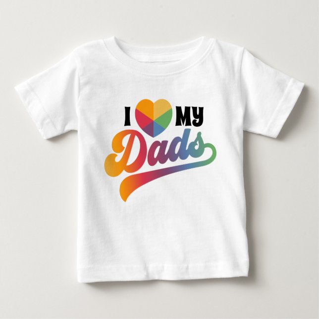Pour Bébé Fierté arc-en-ciel LGBTQ J'aime mes papas T-shirt (Devant)