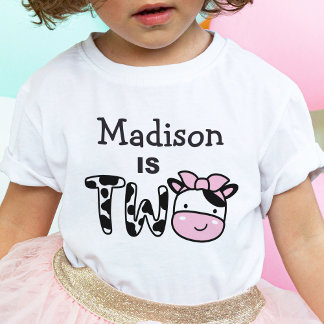 Pour Bébé Fille 2e anniversaire vache deux T-shirt personnal