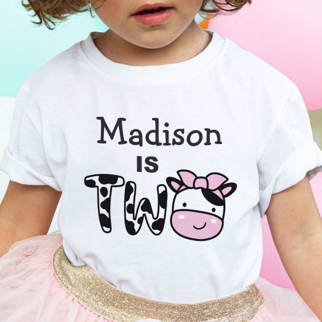 Pour Bébé Fille 2e anniversaire vache deux T-shirt personnal (Créateur téléchargé)