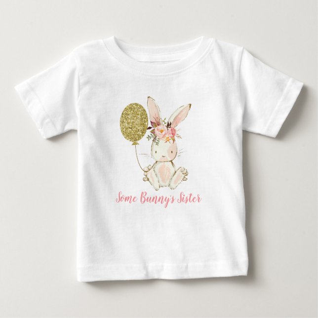 Pour Bébé Filles Lapin Balloon Une soeur de lapin T-shirt (Devant)