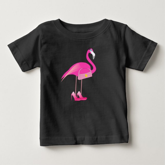 Pour Bébé Flamant rose rose - Baby Fine Jersey T-shirt  (Devant)