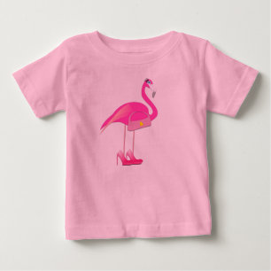 Pour Bébé Flamant rose rose -  fin de T-shirt du Jersey d