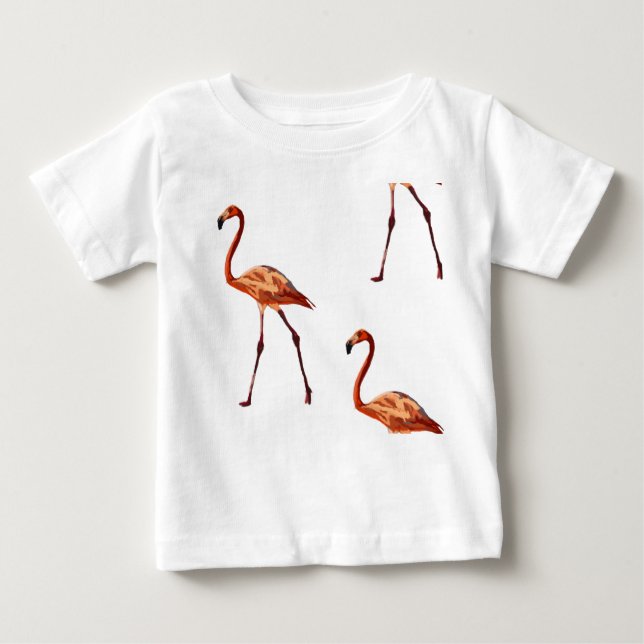 Pour Bébé Flamants roses roses Baby Fine Jersey T-shirt (Devant)