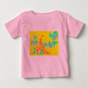 Pour Bébé Fleurs d'oiseau de t-shirt enfant, jaune rose
